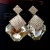 Yellow Gold plated square shape with white crystal party earrings set for girls & women